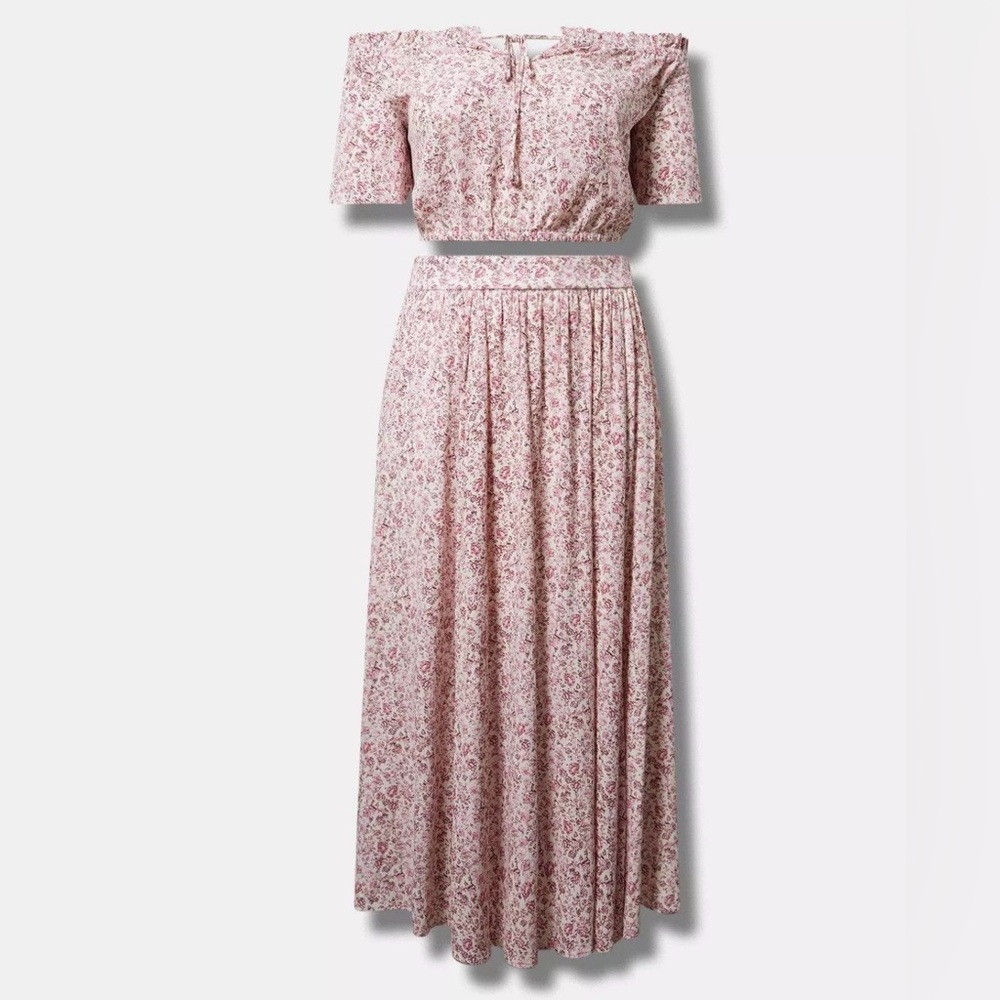 torrid Pink Floral Two-Piece Top and Skirt Set